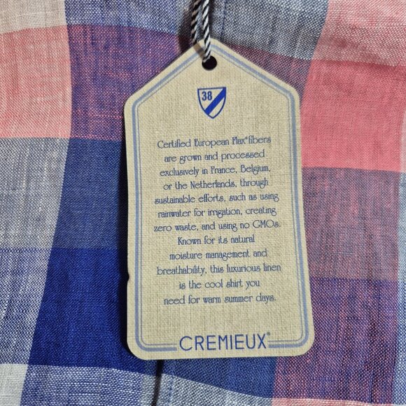 Cremieux Classics Men's Shirt Size L French Linen Short Sleeve Plaid Pink (56 - Picture 5 of 10